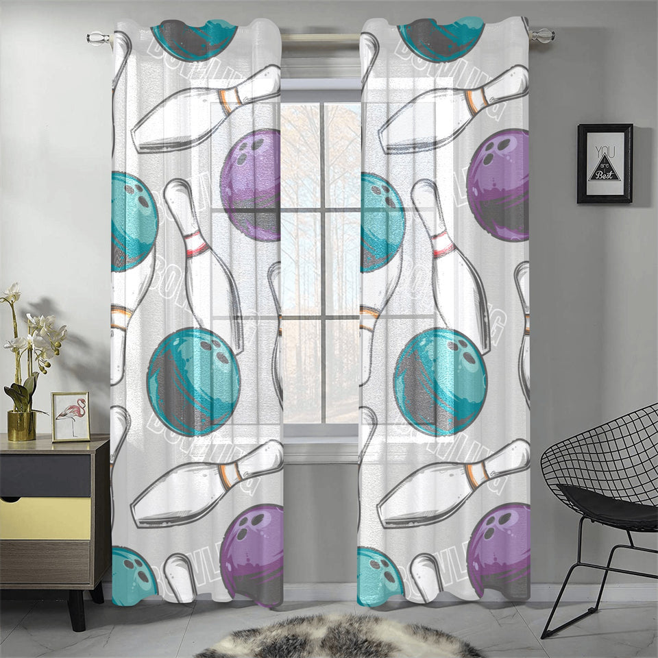 Bowling ball and pin gray background Gauze Curtain