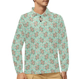 Hippopotamus Pattern Print Design 02 Men's Long Sleeve Polo Shirt