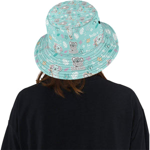 Cute koalas blue background pattern Unisex Bucket Hat