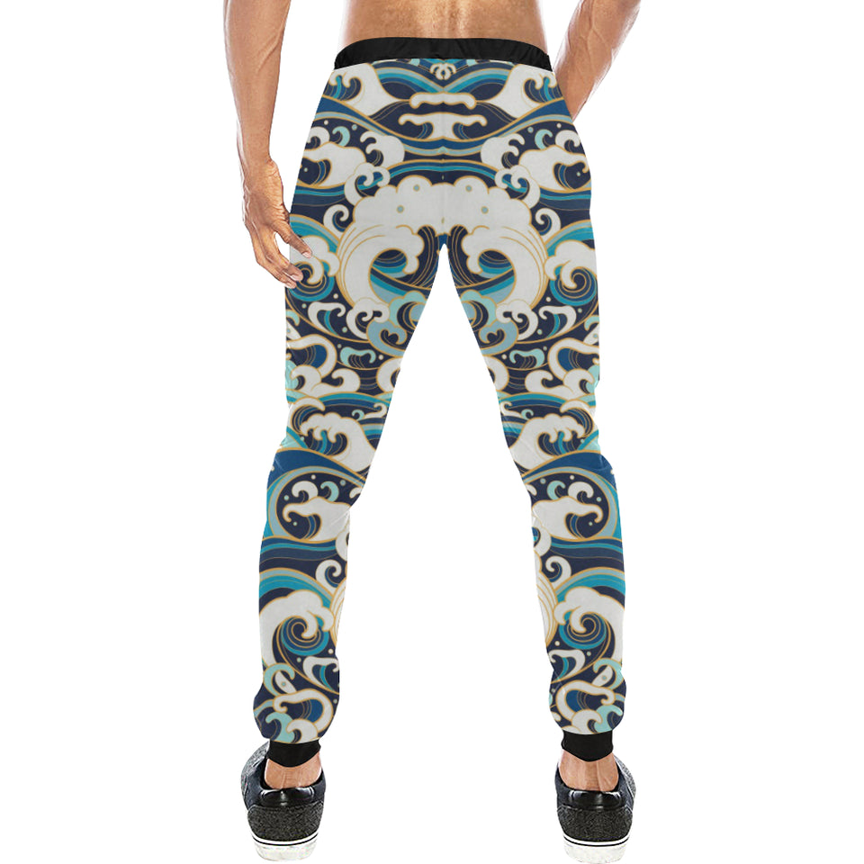 Japanese wave pattern Unisex Casual Sweatpants