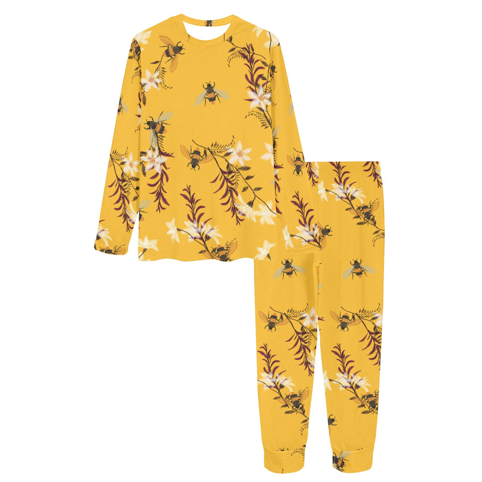 Bee flower pattern Women's All Over Print Pajama Set