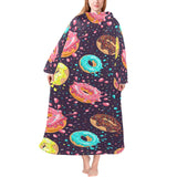 Colorful donut glaze pattern Blanket Robe with Sleeves