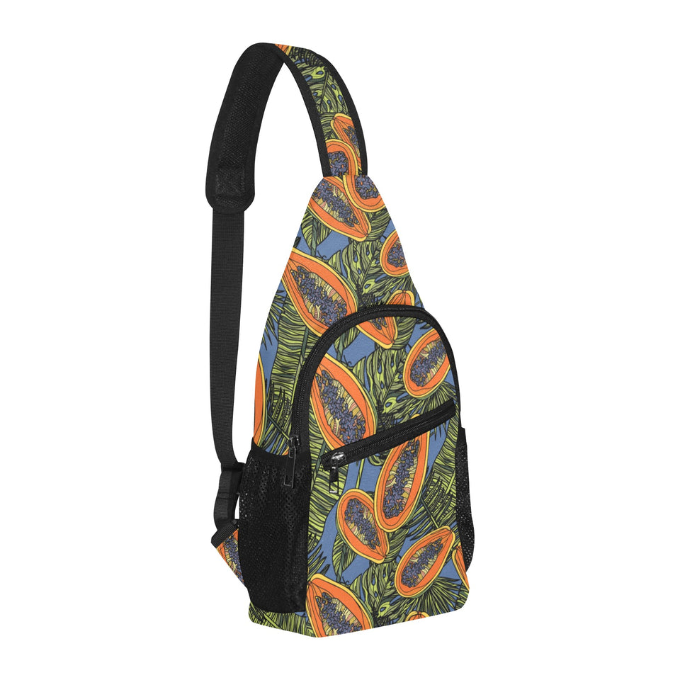 Colorful papaya tropical leaves All Over Print Chest Bag