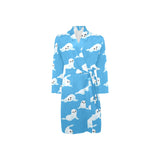 Cute sea lion seal pattern background Men's Long Sleeve Belted Night Robe
