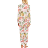 Pink flamingo birds pineapples hibiscus flower pat Women's All Over Print Pajama Set