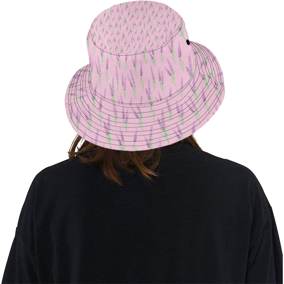 Lavender pattern pink background Unisex Bucket Hat