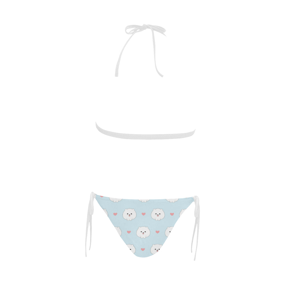 White cute pomeranian pattern Sexy Bikinis Two-Piece Swimsuits