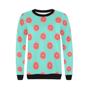 Grapefruit green background Women's Crew Neck Sweatshirt