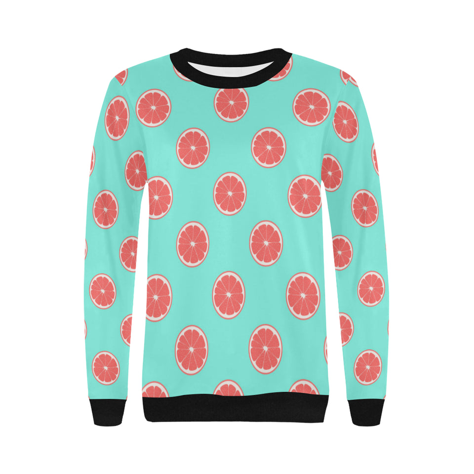 Grapefruit green background Women's Crew Neck Sweatshirt