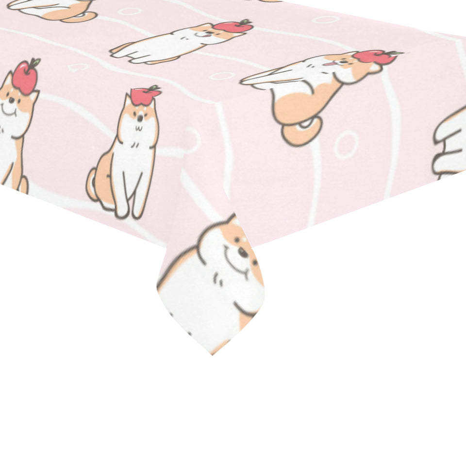 Cute Shiba Inu Dog Apple pattern Tablecloth