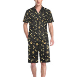 Dog Paws Pattern Print Design 05 Men's V-Neck Short Pajama Set