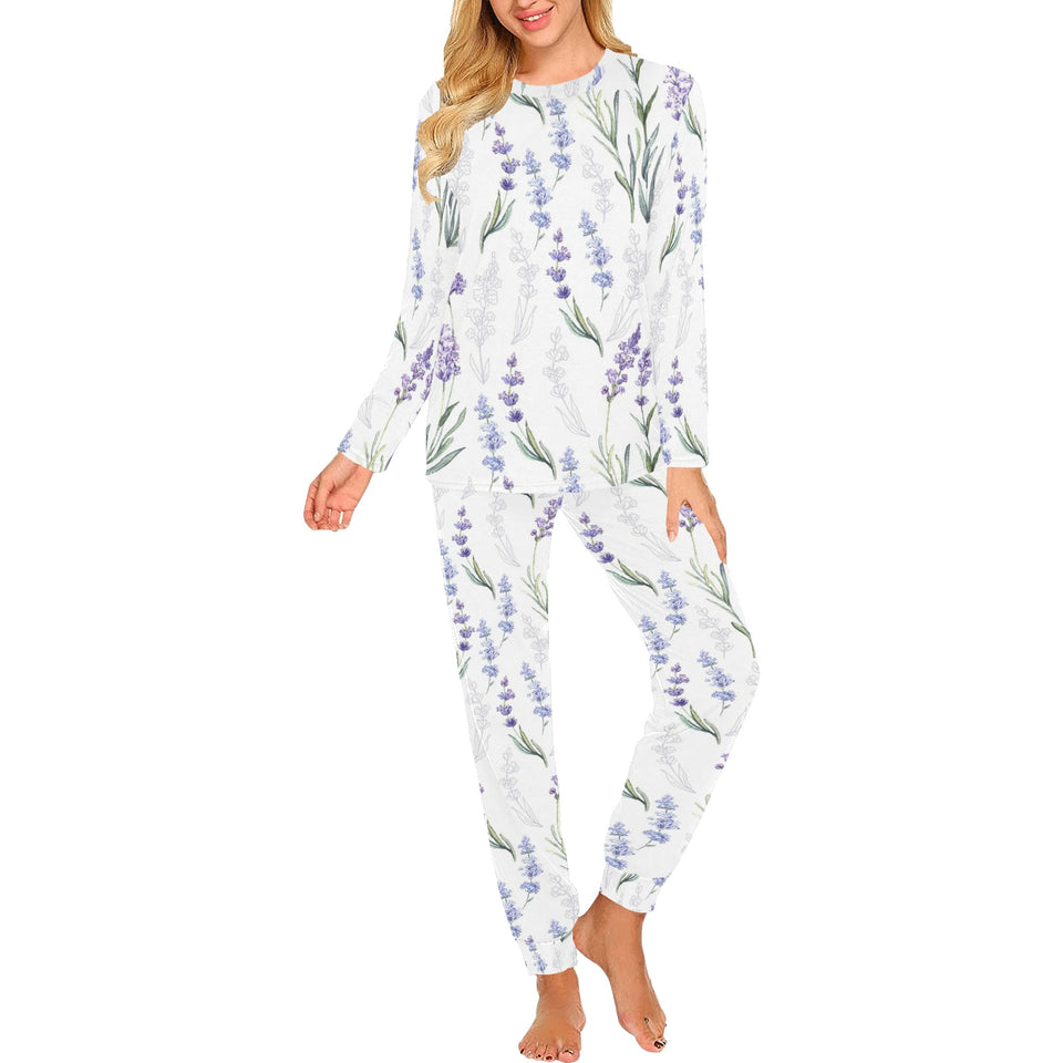 Hand painting Watercolor Lavender Women's All Over Print Pajama Set