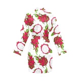 dragon fruits white background Women's Long Sleeve Belted Night Robe