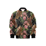 Horse head wild roses pattern Kids' Boys' Girls' Bomber Jacket