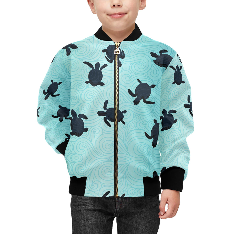 Sea turtle with blue ocean backgroud Kids' Boys' Girls' Bomber Jacket