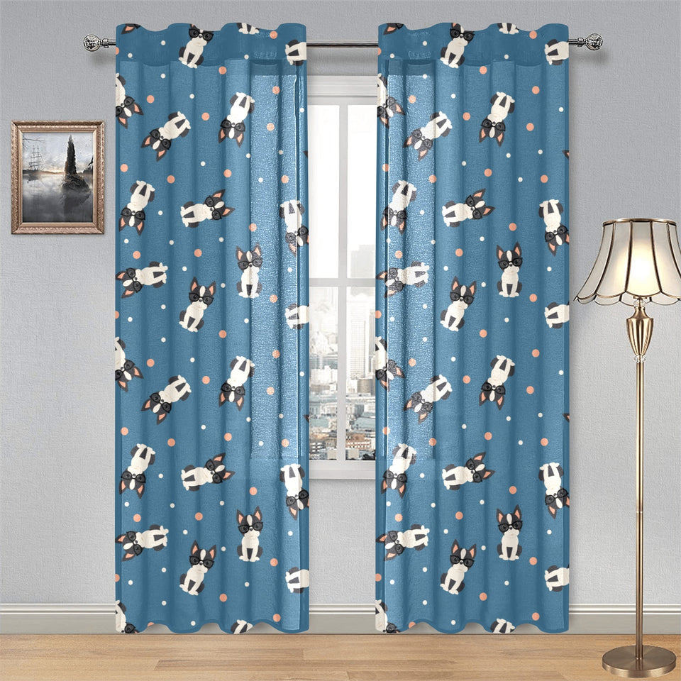 Cute boston terrier dog spattern Gauze Curtain