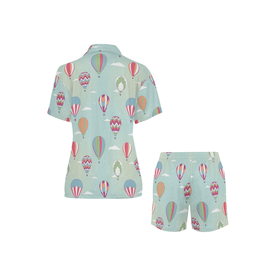 Hot Air Balloon design Pattern Women's V-Neck Short Pajama Set