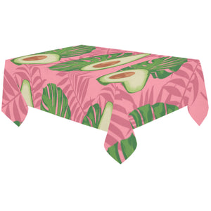 Avocado slices leaves pink back ground Tablecloth
