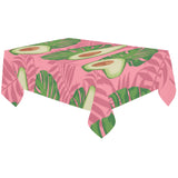Avocado slices leaves pink back ground Tablecloth