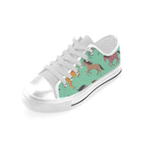Colorful horses pattern Men's Low Top Canvas Shoes White