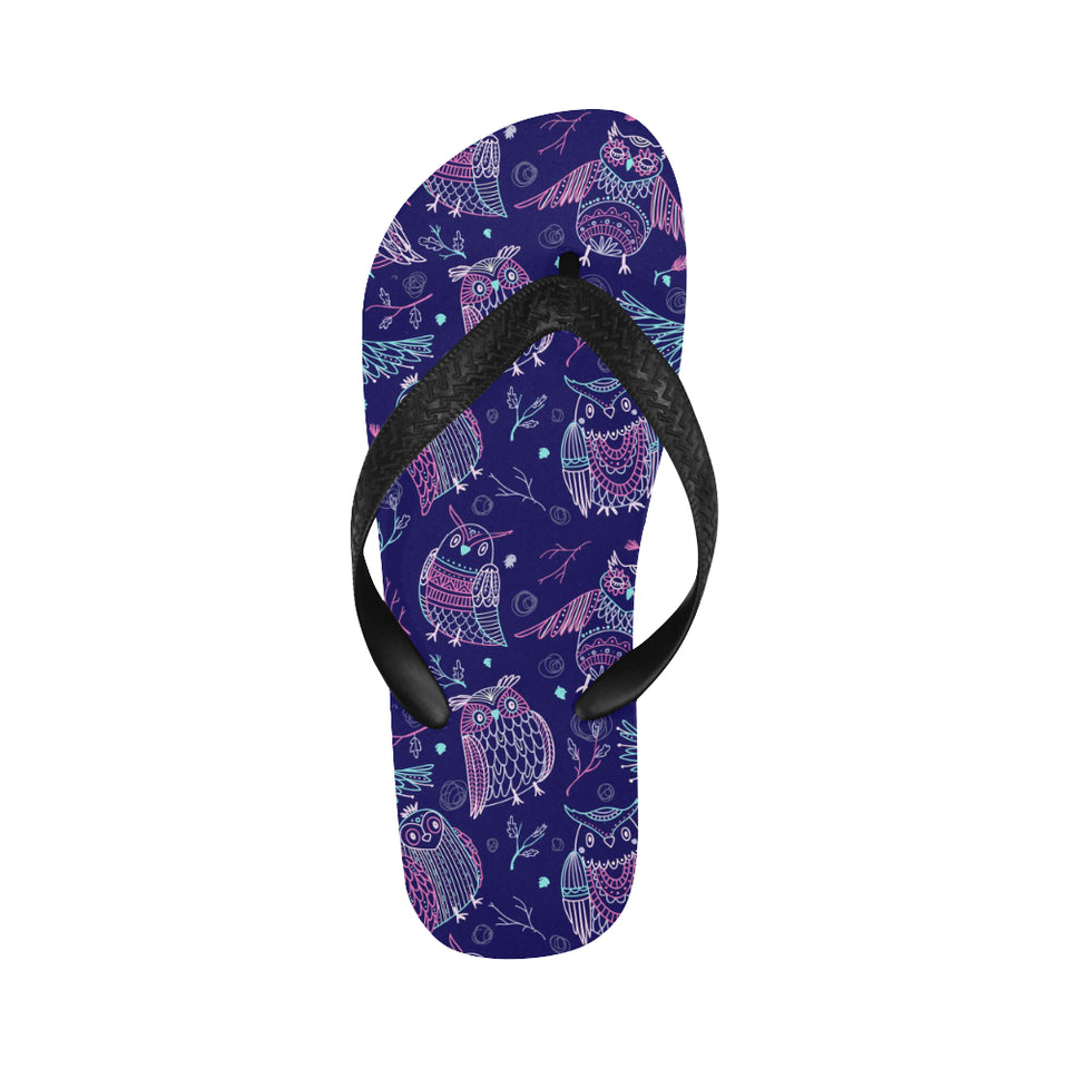 Cute owls pattern boho style ornament Unisex Flip Flops