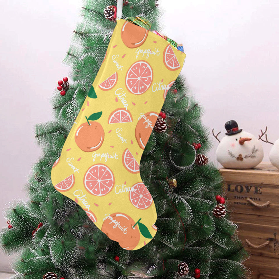 Grapefruit yellow background Christmas Stocking