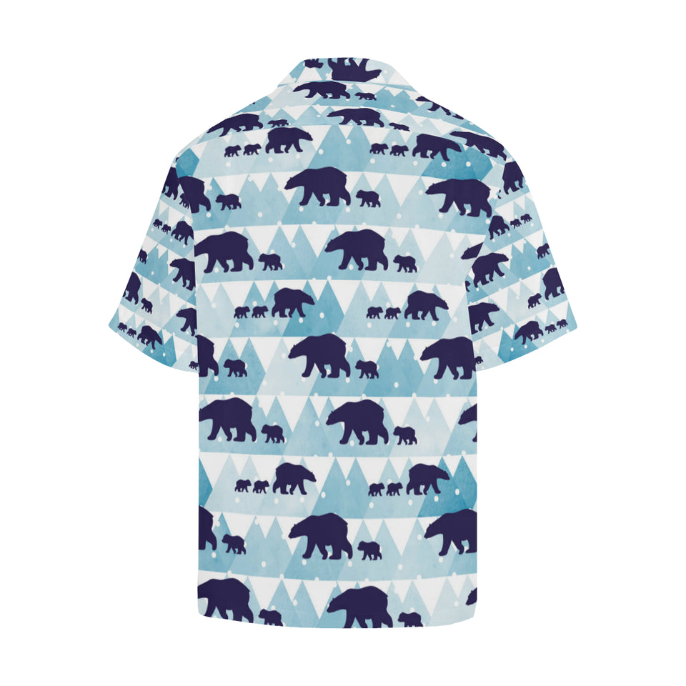 polar bear winter snow pattern Men's All Over Print Hawaiian Shirt