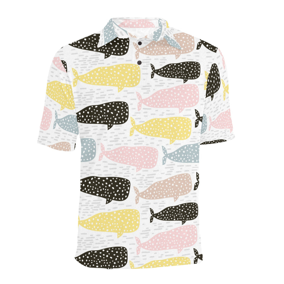 Whale dot pattern Men's All Over Print Polo Shirt