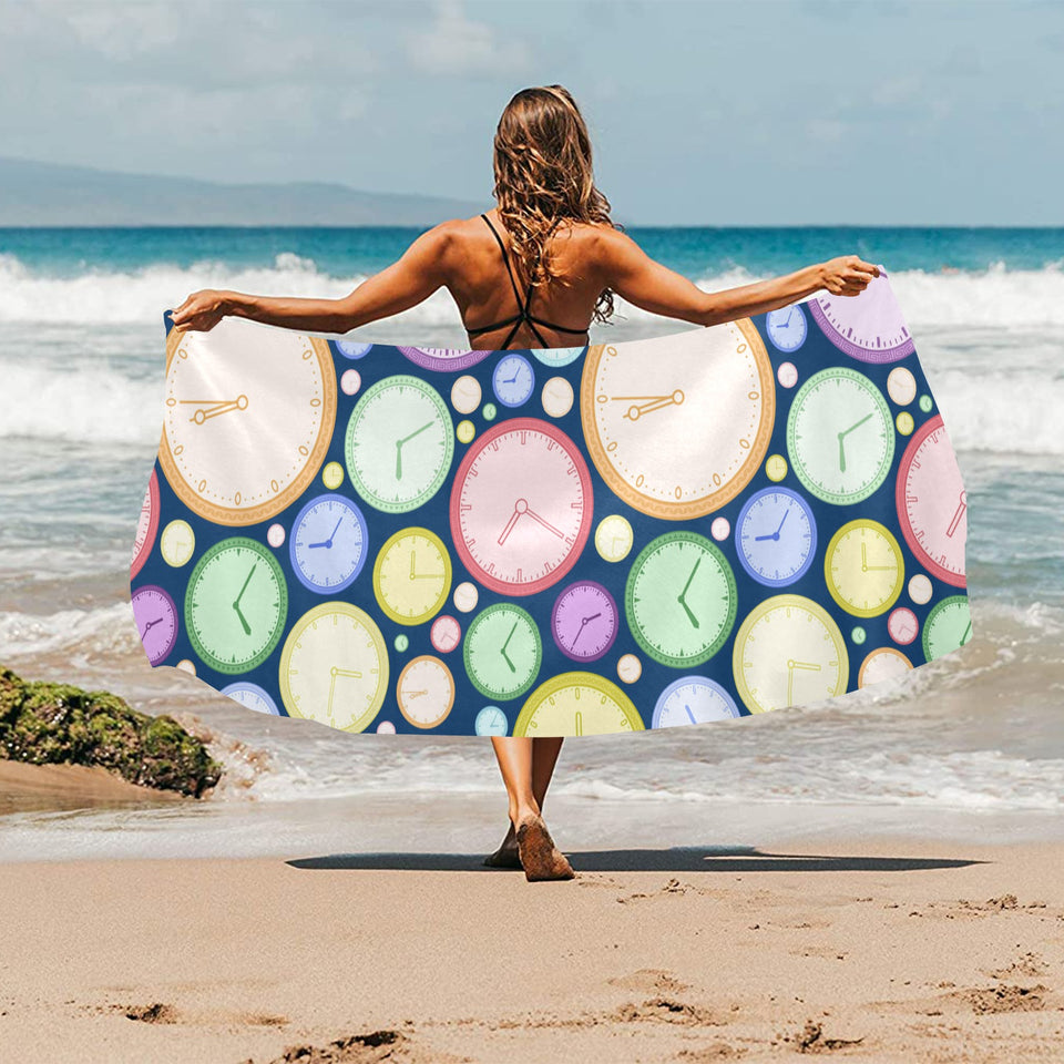 Colorful clock background Beach Towel