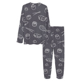 sushi pattern black background Women's All Over Print Pajama Set