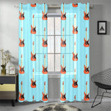 electric guitar pattern light blue background Gauze Curtain