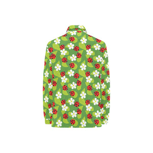 Ladybug Pattern Print Design 01 Women's Long Sleeve Polo Shirt