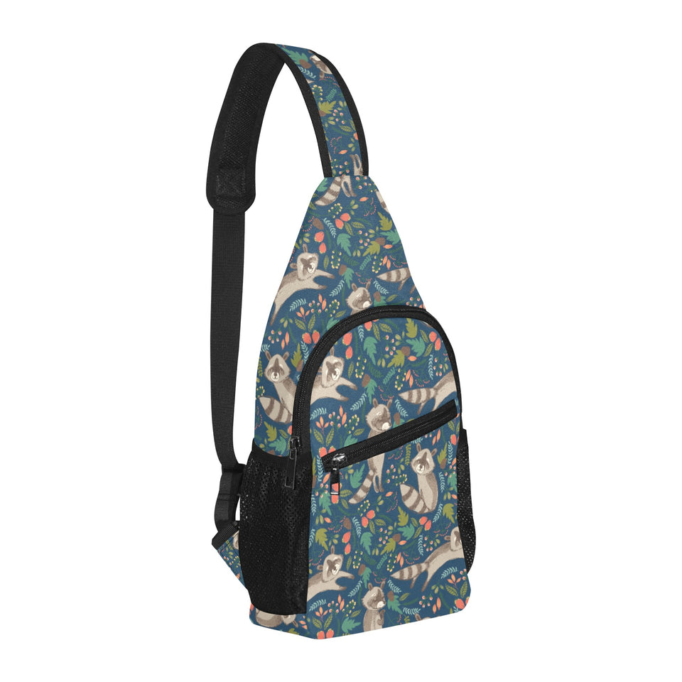 Raccoon tropical leaves pattern All Over Print Chest Bag