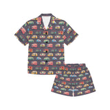 Camper Van Pattern Print Design 02 Kids' Boys' Girls' V-Neck Short Pajama Set