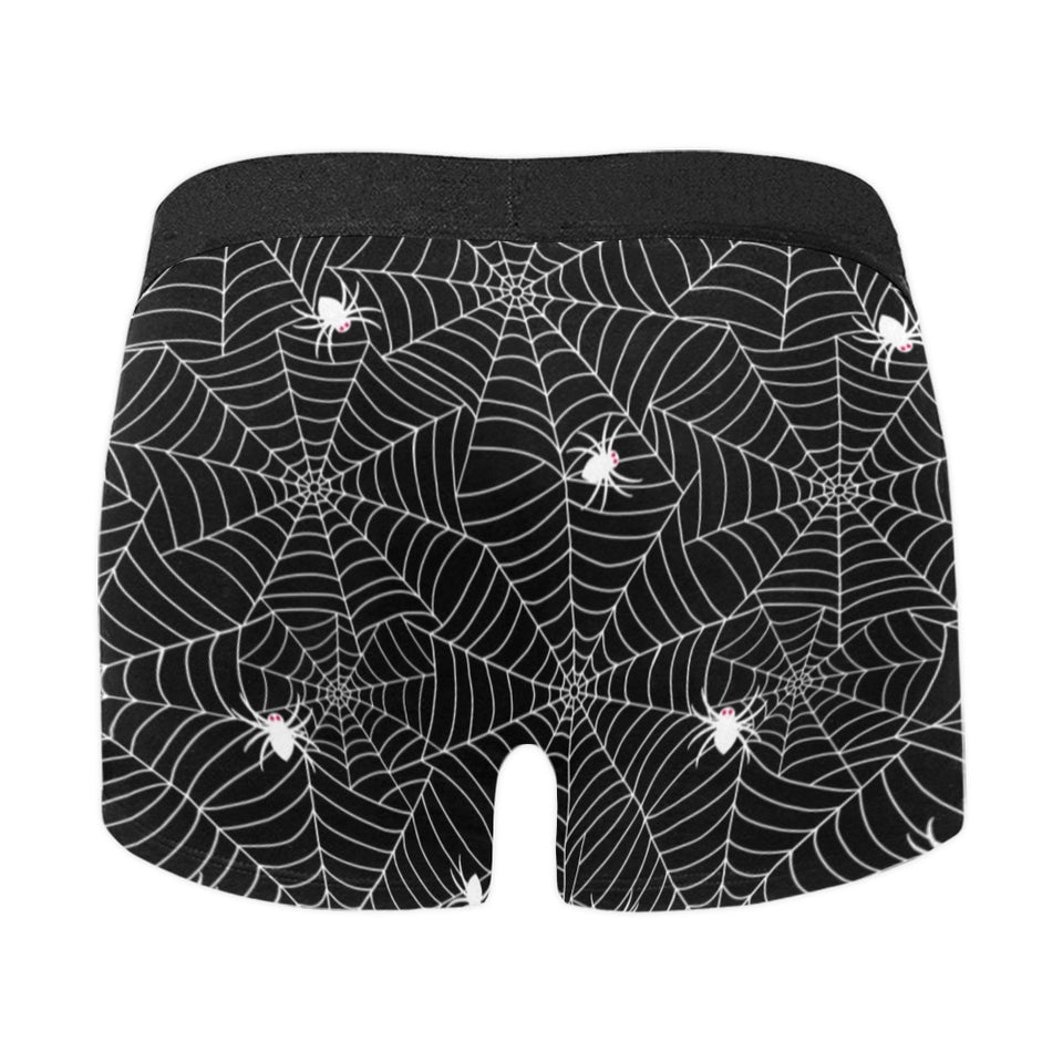 Spider web design pattern Black background white c Men's All Over Print Boxer Briefs Men's Underwear