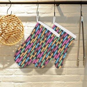 Skate Board Pattern Print Design 02 Heat Resistant Oven Mitts