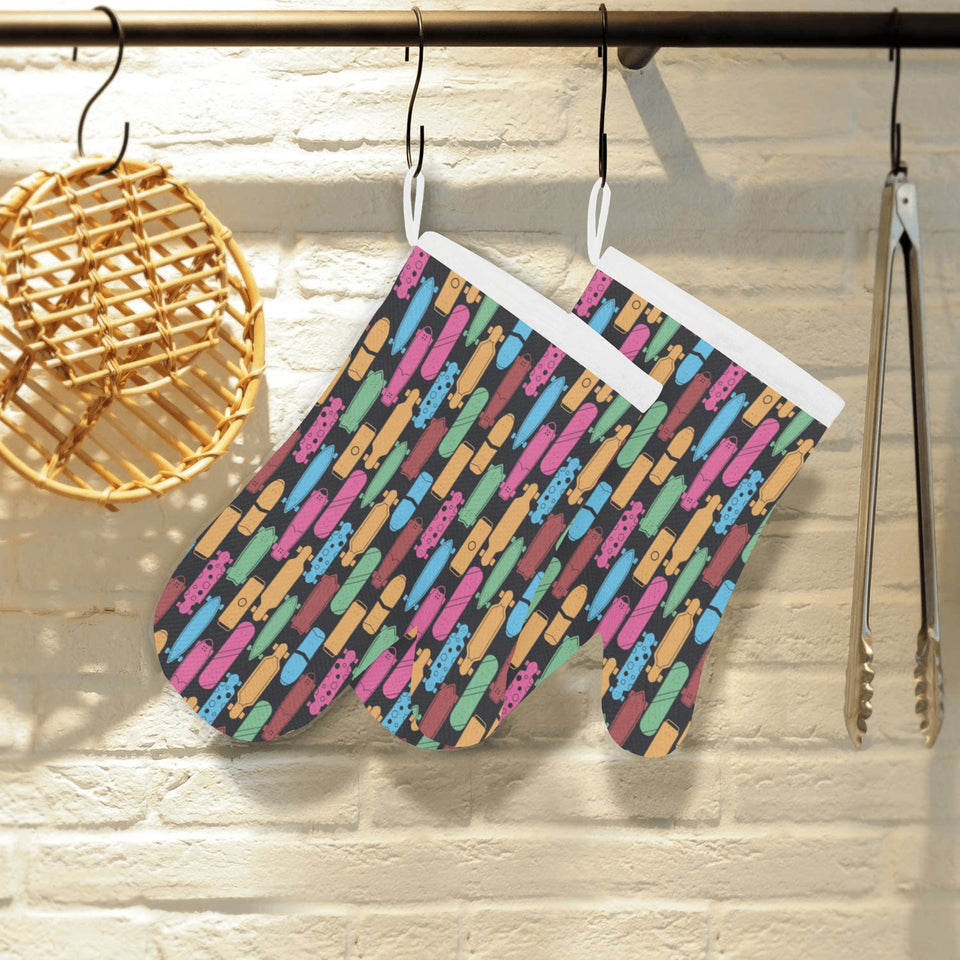 Skate Board Pattern Print Design 02 Heat Resistant Oven Mitts