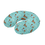 Dachshund decorative background U-Shaped Travel Neck Pillow
