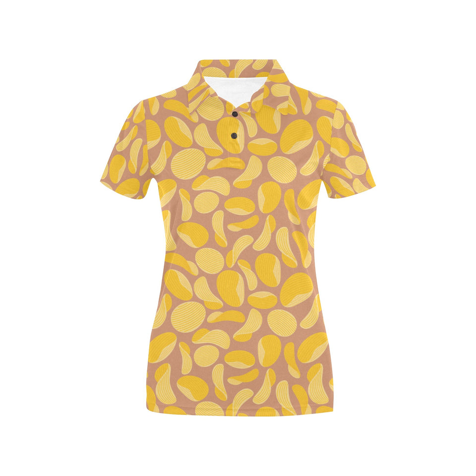 Potato Chips Pattern Print Design 01 Women's All Over Print Polo Shirt
