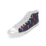 Watercolor colorful seahorse pattern Men's High Top Canvas Shoes White