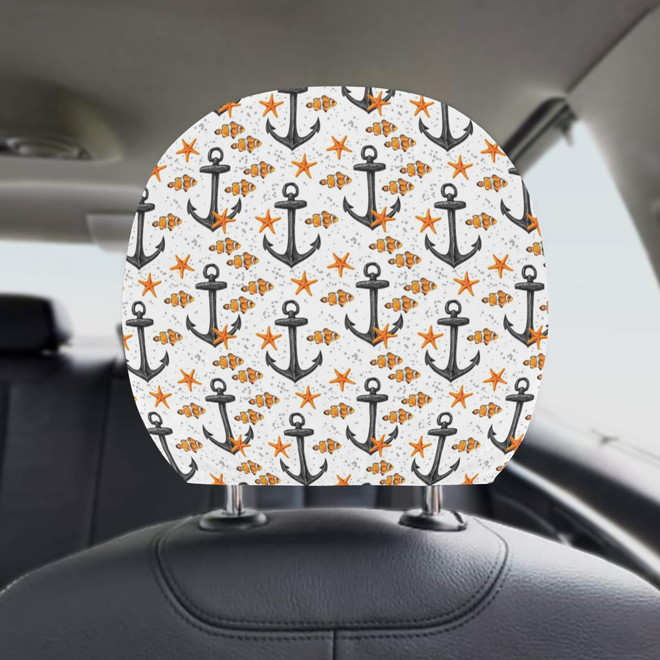 Clown Fish Pattern Print Design 02 Car Headrest Cover