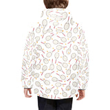 Tennis Pattern Print Design 04 Kids' Boys' Girls' Padded Hooded Jacket