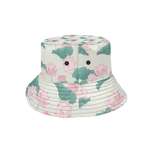 Pink lotus waterlily leaves pattern Unisex Bucket Hat