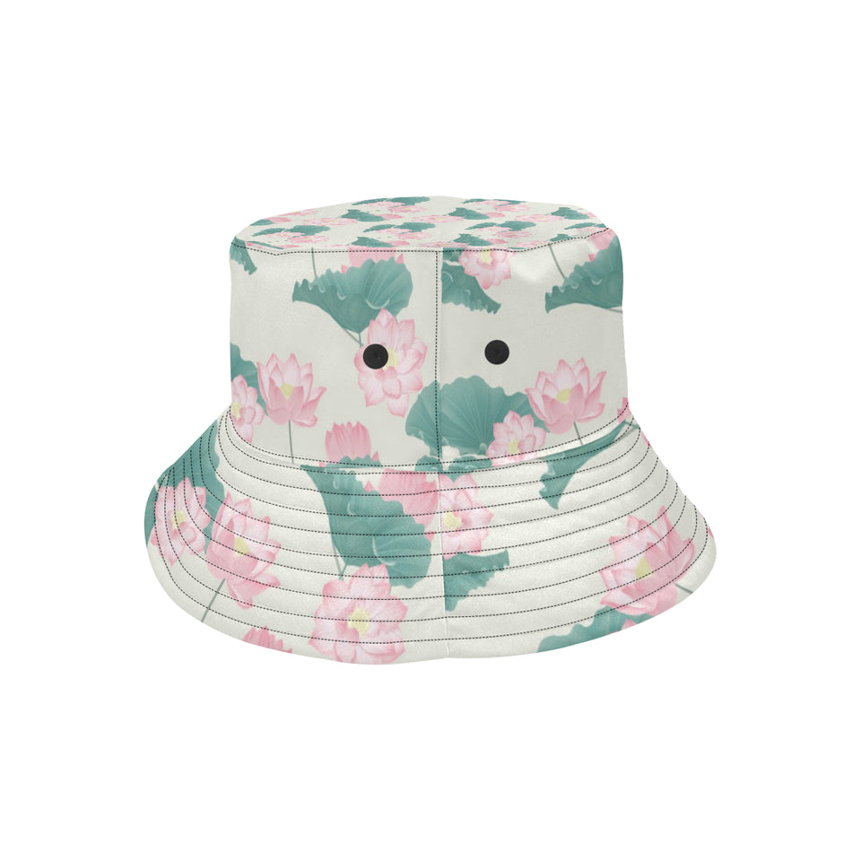 Pink lotus waterlily leaves pattern Unisex Bucket Hat