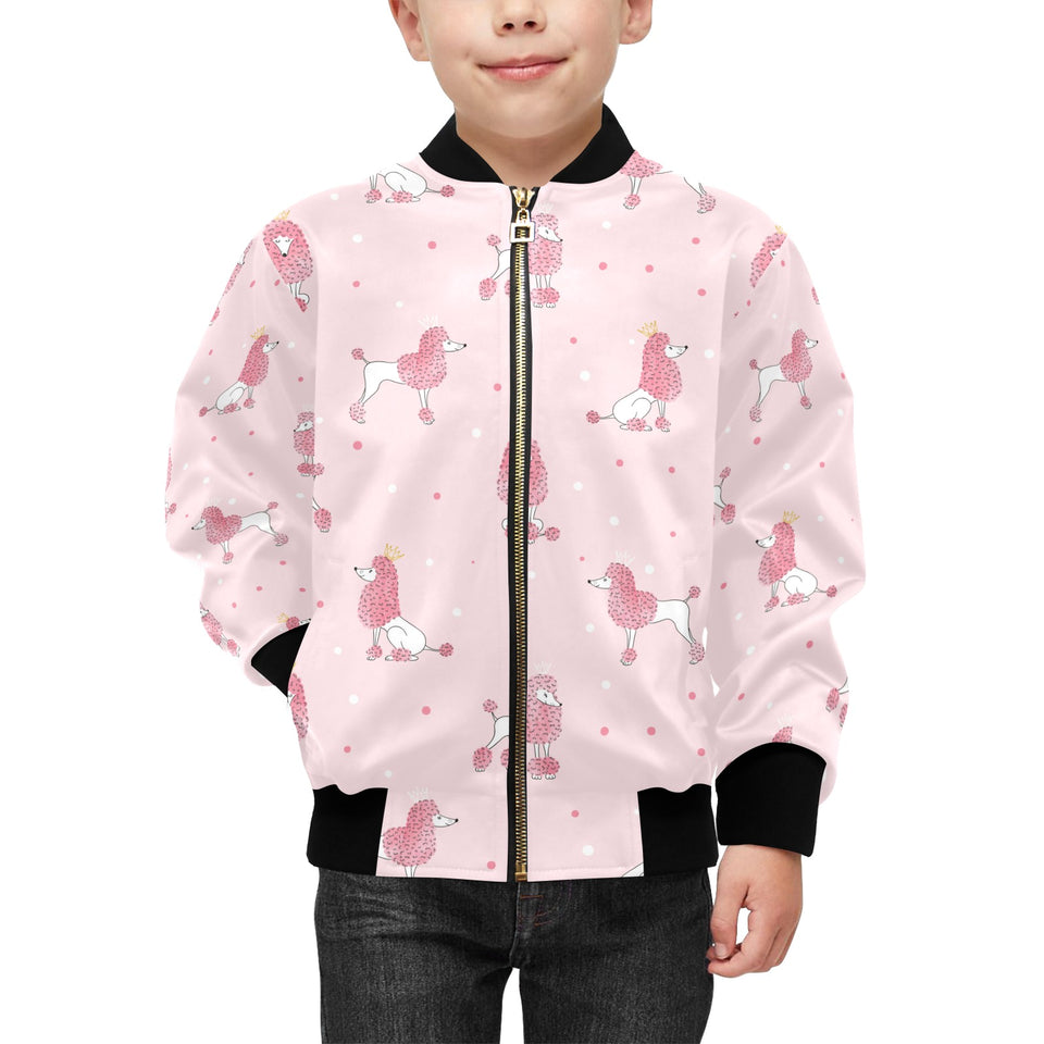 Poodle dog pink color theme Kids' Boys' Girls' Bomber Jacket