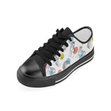 Siberian husky and colorful circle pattern Kids' Boys' Girls' Low Top Canvas Shoes Black