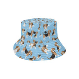 Beagle dog blue background pattern Unisex Bucket Hat