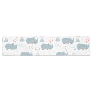 cute rhino heart pattern Table Runner