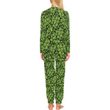 Green hop pattern Women's All Over Print Pajama Set
