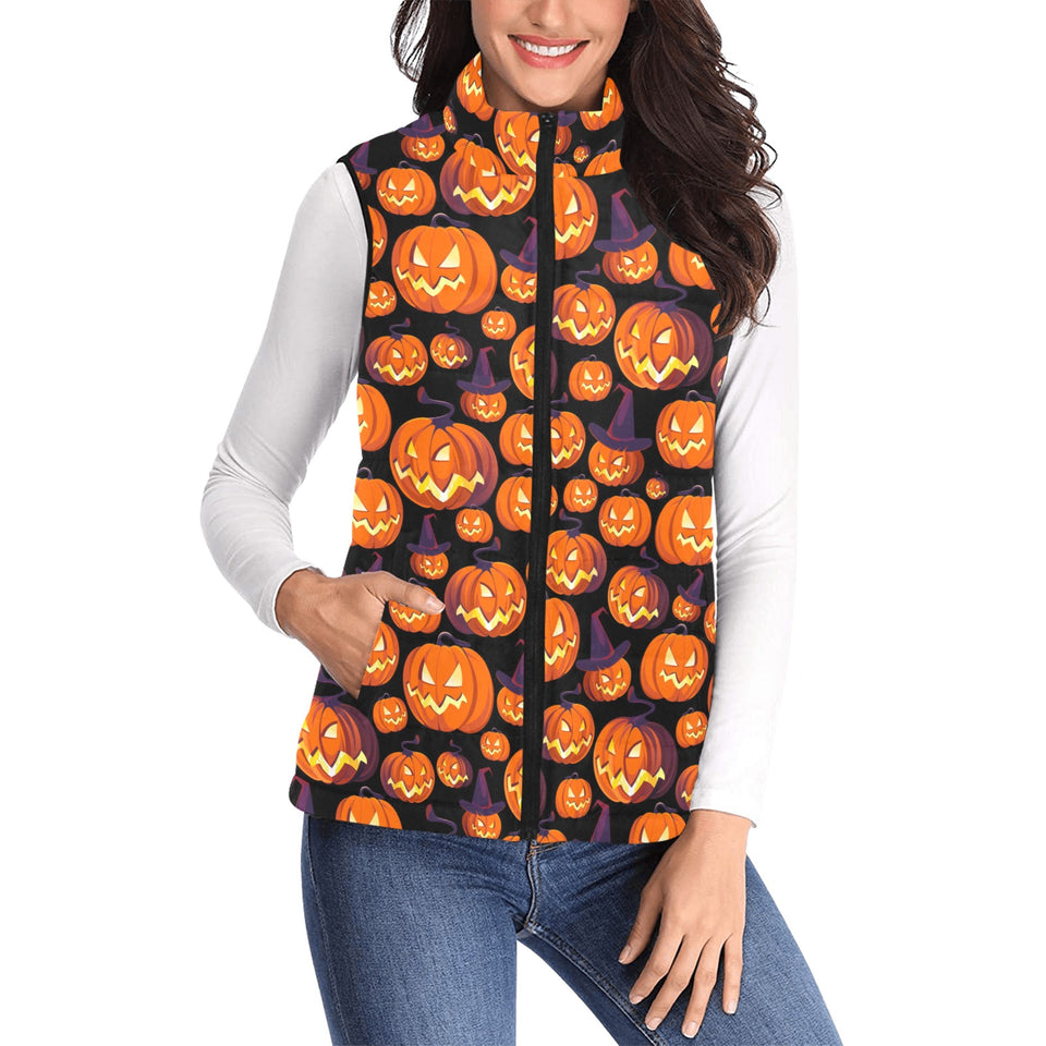 Halloween Pumpkin pattern Women's Padded Vest